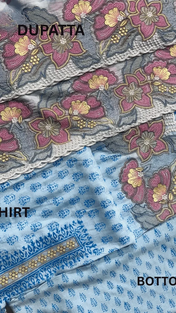 Diya Unsticthced French Knot Embroidered Suit Set with Dupatta